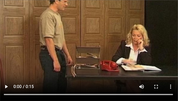 Miss Morgan administers a bare bottom spanking to her male employee James